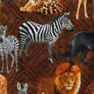 BOGO 2/$8 Fabric 1 Yd Born To Be Wild African Animals Benartex Maria Kalinowski
